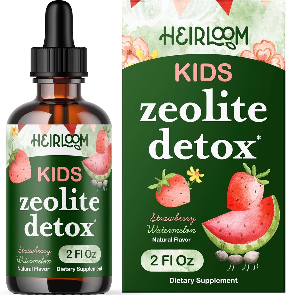 Zeolite Detox for Kids Liquid Drops - Gentle Daily Cleanse & Speech Support with Methylated B12 & Vitamin D - Kids Clinoptilolite Zeolite Drops Detox Cleanse Supplement 2oz