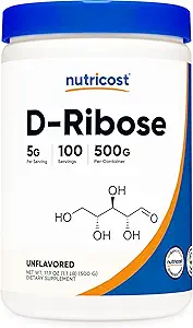 Nutricost D-Ribose σκόνη 500 γραμμάρια - 5000mg ανά υπηρεσία, μη GMO (500 G (2 συσκευασία))
