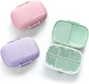 MEACOLIA 3 Pack 8 Διαμερίσματα Travel Pill Organizer, Daily Pill Case Μικρό Κουτί Χάπια για Pocket Purse, Portable Pill Container Medicine Vitamin Organizer (Purple, Green, Pink)