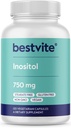 BESTVITE Ινοσιτόλη 750 mg ως Myo Ινοσιτόλη (120 κάψουλες χορτοφάγων) - Όχι Stearates - Vegan - Μη ΓΤΟ - Χωρίς γλουτένη