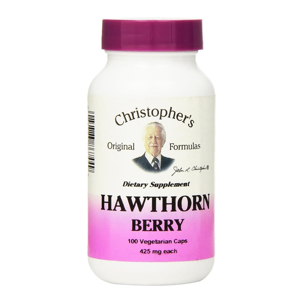 Christopher's Original Formulas Hawthorn κάψουλες μούρων, βοτανικό συμπλήρωμα για την καρδιά και την καρδιαγγειακή ευεξία, 100 κάψουλες
