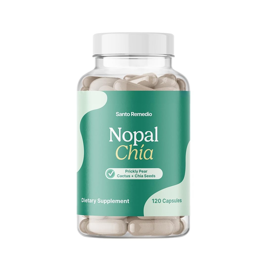 Santo Remedio Nopal Chia, Prickly Pear Cactus και Chia συμπλήρωμα διατροφής σκόνης, κλινικά αποδεδειγμένα συστατικά, χωρίς γλουτένη, μη-GMO, χωρίς προστιθέμενη ζάχαρη, 120 κάψουλες, 60 εξυπηρετούν ανά εμπορευματοκιβώτιο
