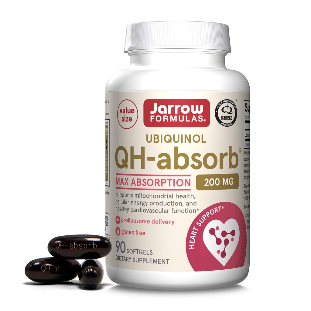 Jarrow Formulas QH-Absorb 200 mg - Ενεργή Αντιοξειδωτική μορφή του Co-Q10 - Συμπλήρωμα διατροφής - Υποστηρίζει Μιτοχονδριακή Παραγωγή Ενέργειας & Καρδιαγγειακή Υγεία - 90 Softgels