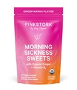 Pink Stork Morning Sickness Sweets, Organic Mango Ginger Candy με βιταμίνη Β6 για την πρωινή ασθένεια, την αδιαθεσία κίνησης, την προγεννητική εγκαύματα - Εγκυμοσύνη Πρέπει να έχει - 30 τυλιγμένες σταγόνες