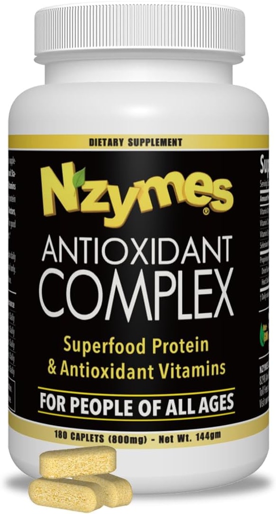 Nzymes® Antioxidant Complex για τους ανθρώπους. Ισχυρό συμπλήρωμα αντιοξειδωτικών, Βιταμίνη C, Βιταμίνη Ε, Βιταμίνη Α, Σελήνιο, Ζωντανά Σπρουτωμένα Ένζυμα. 180 Κόμης - Κατασκευασμένο στις ΗΠΑ