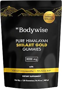 Be Bodywise Pure Himalayan Shilajit Gummies Gold I No Added Sugar I Ashwagandha, Gokshura