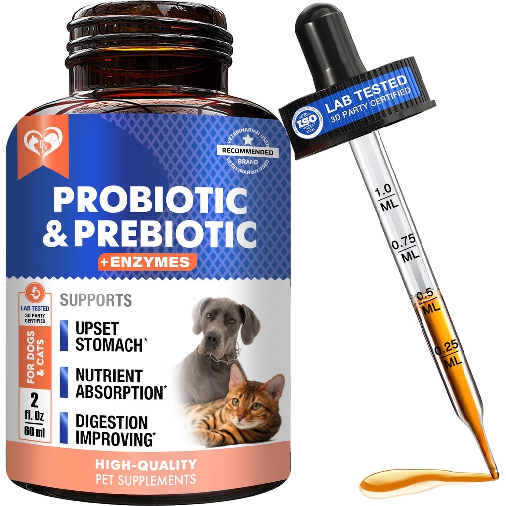 Probiotics & Prebiotics με Ένζυμα για σκύλους και γάτες - Digestive Gut Flora Health Pet Food Supplements - Δυσκοιλιότητα & Διάρροια και Αέριο Home Remedy - Αναστατωμένη ανακούφιση στο στομάχι - Made in USA