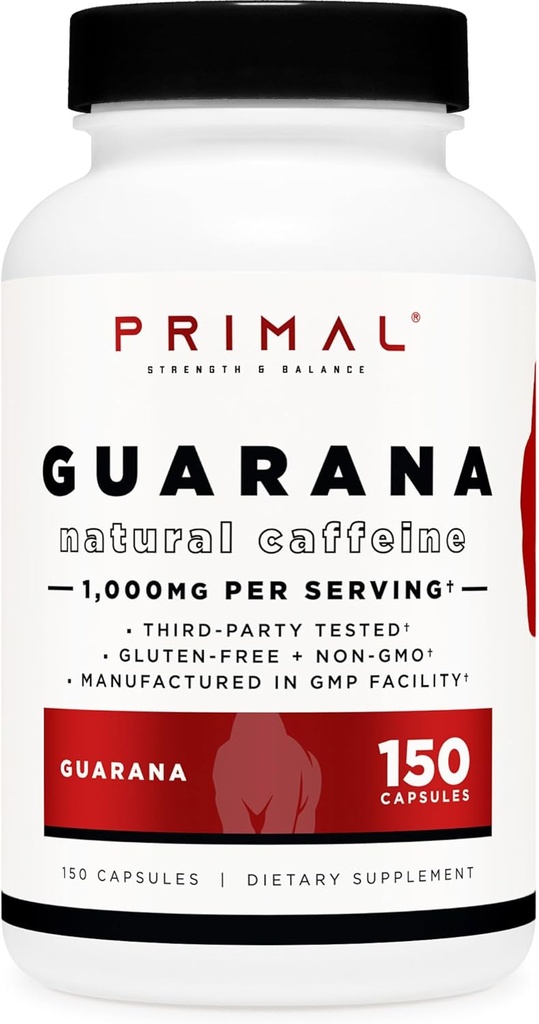 Primal Guarana (1000 MG ανά υπηρεσία) (150 κάψουλες) - 200 MG Φυσική καφεΐνη