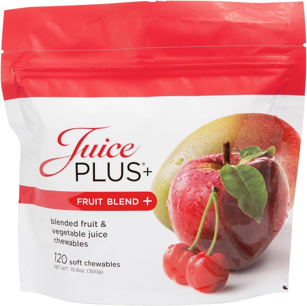 Juice Plus+ Fruit Blend Soft Chews (Chewables) - Ενισχύστε τη Διατροφή σας με 11 Φρούτα & Φυτικά Συστατικά - Vegan Gummy για Παιδιά & Ενήλικες - Βιταμίνες, Διατροφή Ολόκληρων Τροφίμων - 1 Πουγκί (1-Mo, 30 Μασούρια)