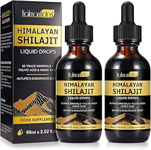 Shilajit Pure Himalayan Organic Resin Drop, Pure Himalayan Shilajit Resin Liquid Gold Supplement, Shilajit Organic Drop Πλούσιο σε 85+ Trace Minerals, Shilajit για άνδρες και γυναίκες (2.02 fl Oz (Pack of 2))