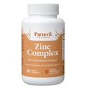 Pattern Wellness Zinc Complex – Υποστηρίζει την Ανοσοποιητική, Δερμάτινη & Πειθιστική Υγεία – Υψηλή Απορρόφηση Ψευδάργυρος με Βιταμίνη C, Προβιοτικά & Φυσικές Αναμείξεις – 30 Κάψουλες Vegan