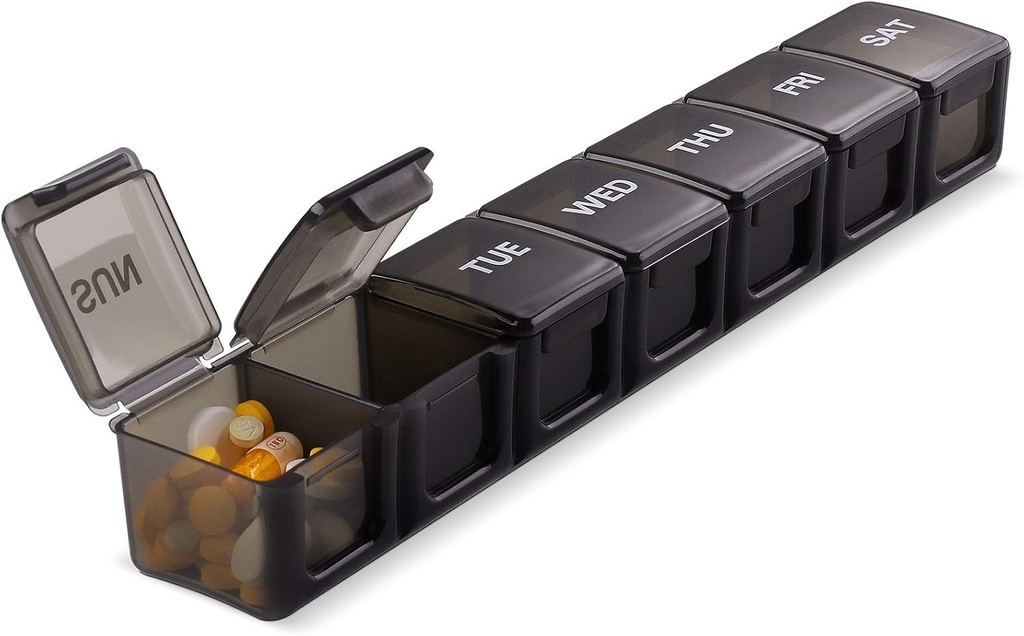 Hill Organizer XL Extra Large Weekly and Daily Pill Cases for Pills/Vitamin/Fish Oil/Supplements (Μαύρο)