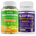 NECISS Γυναίκες & Ανδρικές 50+ Πολυβιταμίνη Gummy και Μελατονίνη 60mg Bundle