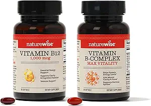 NatureWise Vitamin B12 1,000 mcg και Vitamin B Complex για Κυτταρική Ενέργεια, Διανοητική Καθαρότητα, Μέγιστη Ζωτικότητα - 60 Softgels Καθένα