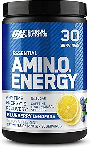 Optimum Nutrition Amino Energy - Pre Workout with Green Tea, BCAA, Amino Acids, Keto Friendly, Green Coffee Extract, Energy Powder - Blueberry Lemonade, 30 Servings (Packaging May Vary)