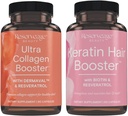 Reservage Ultra Collagen Booster & Keratin Hair Booster - Χαρακτηριστικά Dermaval, Biotin & Resveratrol - Υποστήριξη Hair & Skin - 90 Ultra Collagen Κάψουλες, 60 Καψάκια Κερατίνης
