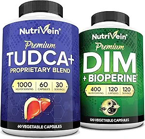 Nutrivein Premium TUDCA και DIM συμπλήρωμα πακέτο: συμπλήρωμα TudCA υψηλής απορρόφησης και DIM για το Detox, την ισορροπία, και την ευεξία