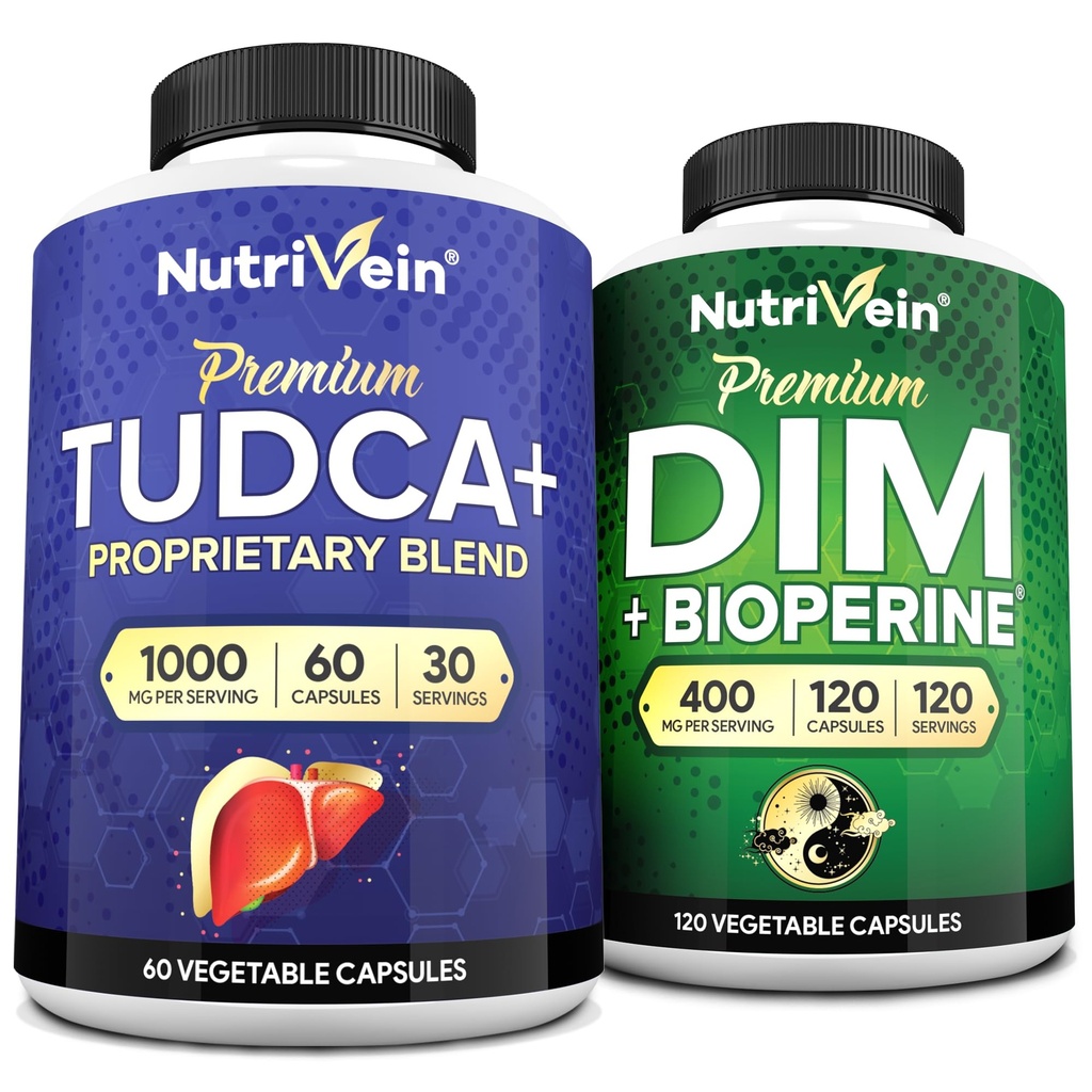 Nutrivein Premium TUDCA και DIM συμπλήρωμα πακέτο: συμπλήρωμα TudCA υψηλής απορρόφησης και DIM για το Detox, την ισορροπία, και την ευεξία