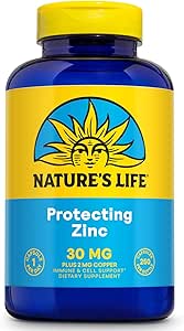 Nature's Life Zinc Picolinate 30mg Plus 2mg of Copper - Chelated Zinc Supplement for Immune, Cardiovascular, Skin, Cellular Function, and Muscle Support - 60-Day Guarantee - 250 Servings, 250 Capsules