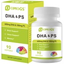 OMOGS Algae DHA - 600 mg Omega-3 DHA Softgels, με Phosphatidylserine & Walnut Oil, Υποστηρίζει υγιή εγκεφαλική λειτουργία, όραση, μάτια & μνήμη, χωρίς γλουτένη, μη GMO Vegan Algae Oil, 90 Softgels