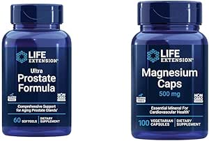 Life Extension Ultra Prostate Formula & Magnesium Caps, 500 mg, Οξείδιο του μαγνησίου, Κιτρικό, Ηλεκτρικό, Υγεία της Καρδιάς, Υγιή Οστά, Υποστήριξη Μεταβολισμού, 100 κάψουλες χορτοφάγων