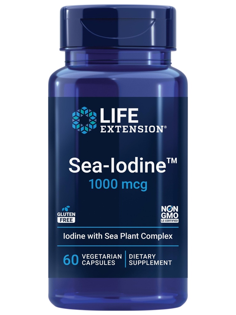 Επέκταση ζωής Sea-IodineTM, kelp και ουροδόχου κύστεως που προέρχονται από ιώδιο, Υποστηρίζει υγιή επίπεδα αυτού του ουσιαστικού θρεπτικού υλικού για την υγεία του θυρεοειδούς και πέρα, μη GMO, χωρίς γλουτένη, χορτοφάγους, 60 κάψουλες