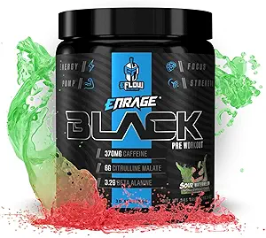 eFlow Nutrition Enrage Black High Simulant Pre Workout Supplement - Preworkout Powder to Boost Energy, Pumps and Strength - 4 Γεύσεις (30 υπηρεσίες) (Sour Watermelon)