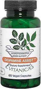 Vitanica Dopamine Assist, Dr Formulated Dopamine Supplement, L-Τυροσίνη, Mucuna Pruriens Νευροδιαβιβαστής Υποστήριξη Mood, Βιταμίνη B6, Folate, Πράσινο εκχύλισμα τσαγιού Quercetin Vegan, 60 κάψουλες