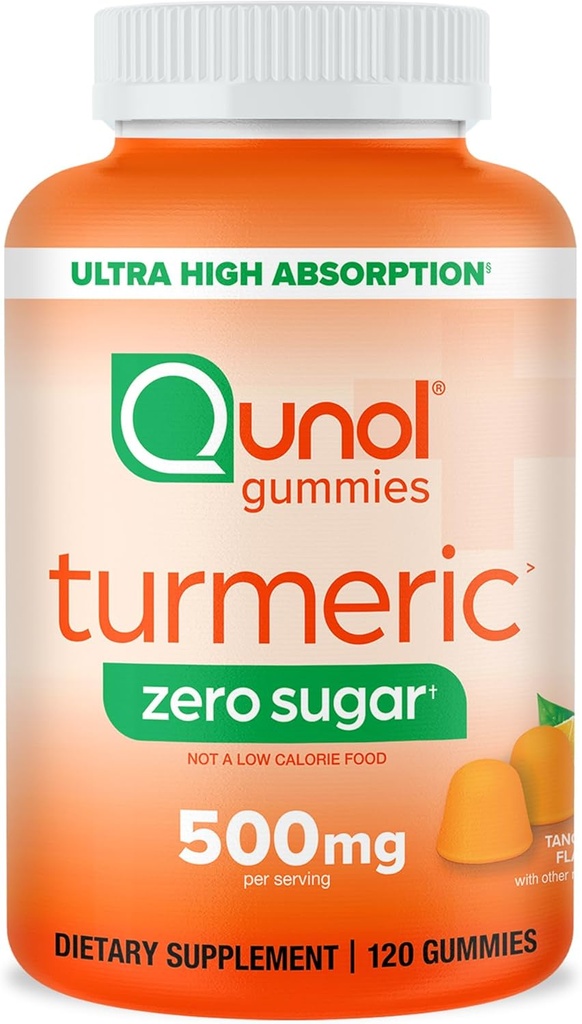 Qunol Zero sugar turmeric Gummies, Gummy με 500mg κουρκουμίνη κουρκουμίνη, συμπλήρωμα κοινής υποστήριξης, Ultra υψηλής απορρόφησης Tumeric κουρκουμίνη, χορτοφαγικά, χωρίς γλουτένη, 120 κόμης