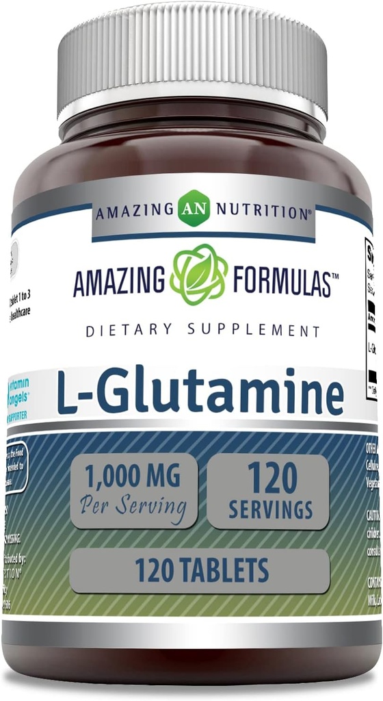 Amazing Formulas L Glutamine 1000 Mg Tablets | Amino Acid Supplement for Men & Women | Non-GMO | Gluten Free | Made in USA | (1 Pack, 120 Count)