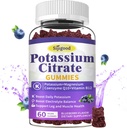 Potassium Citrate Gummies – Potassium Supplement for Muscle Health, Leg Cramp Relief & Electrolyte Balance, Vegan, Non-GMO, Gluten-Free, Blueberry Flavor, 60 Count