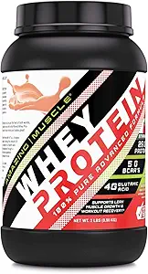 Amazing Muscle 100% Whey Protein Powder *Advanced Formula with Whey Protein Isolate as a Primary Ingredient Along with Ultra Filtered Whey Protein Concentrate (Strawberry, 2 lb)