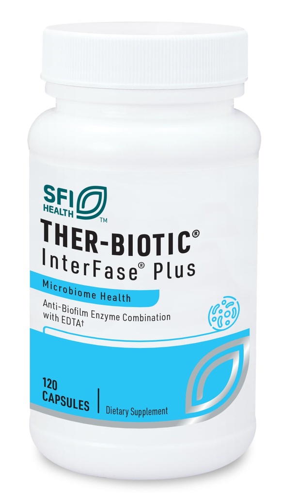 SFI Health Klaire Labs Ther-Biotic Interfase Plus - Anti Biofilm Enzymes with EDTA to Support Gut Flora, Toxin Cleanse & Full Body Detox - Προώθηση της Διάσπασης της Biofilm Matrix (120 Κάψουλες)