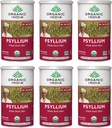 ORGANIC INDIA Whole Psyllium Husk Powder Organic - Psyllium Husk Fiber Supplement, Digestion Support, Vegan, Gluten-Free, Non-GMO, Soluble & Insoluble Fiber Source - 12 oz Canister, 6 Pack