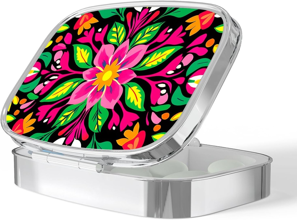 Κουτί χαπιών-2 Διαμέρισμα μικρή θήκη χαπιών Φορητή για Pocket & Purse Ενιαία Pill Carrier Χάπια εμπορευματοκιβώτιο για να κρατήσει βιταμίνες Φάρμακα ιχθυέλαιο και συμπληρώματα BPA-free (Garden Party-02)