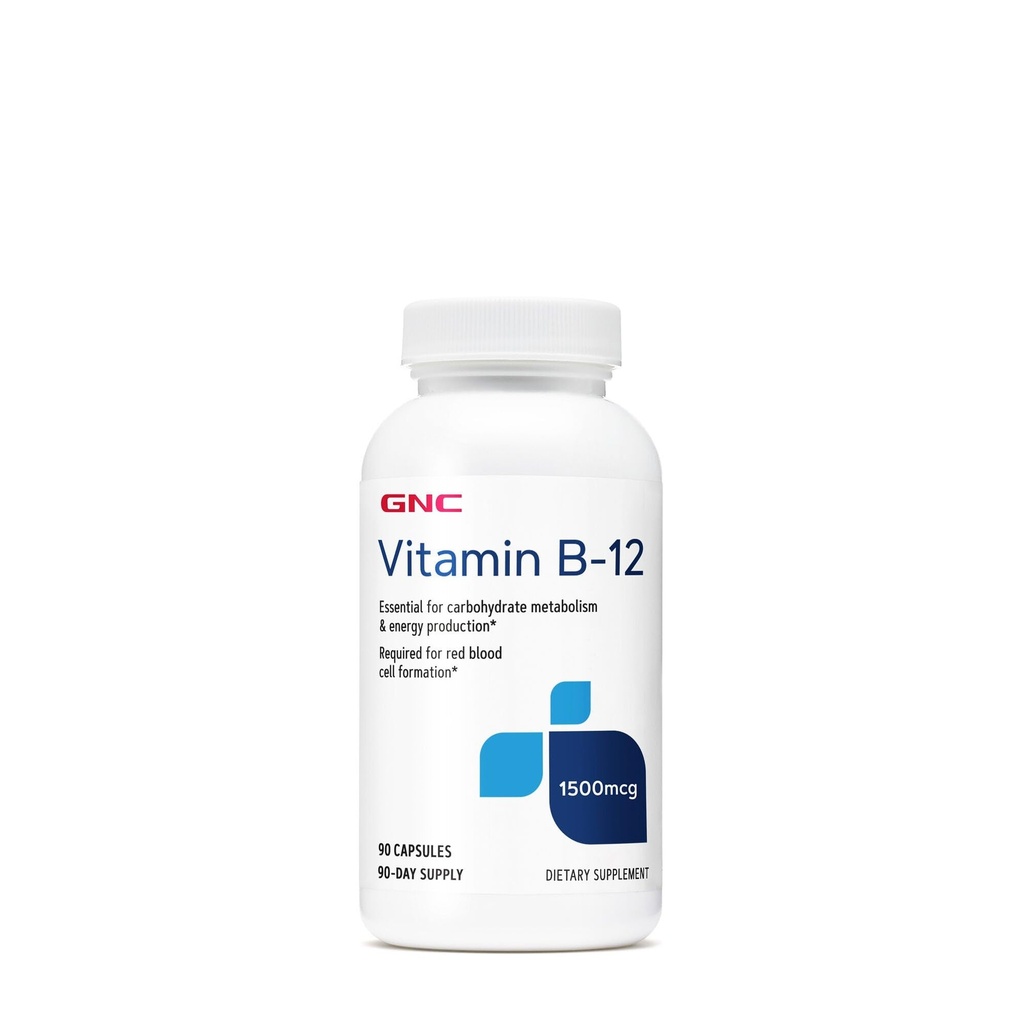 GNC Βιταμίνη B-12 1500mcg, Υποστηρίζει την παραγωγή ενέργειας, 90 κάψουλες