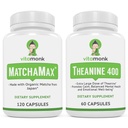 VitaMonk MatchaMax Matcha Κάψουλες & L-Θεανίνη 400mg - Ενισχύστε την ενέργεια και ενισχύστε το πακέτο εστίασης
