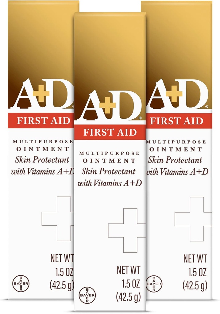 A+D First Aid Ointment, Multipurpose Dry Skin Moisturizer and Skin Protectant, 1.5 Oz (Pack of 3)