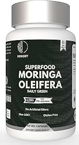 Organic Moringa Capsules | Green Moringa Leaf Supplement for Energy, Metabolism & Immune Support – 60 Capsules, Natural Superfood