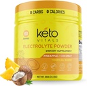 Keto Vitals Ηλεκτρολύτες Σκόνη - Χωρίς ζάχαρη Keto Ηλεκτρολύτες Σκόνη με Κάλιο, Μαγνήσιο, Νάτριο, & Ασβέστιο - Χωρίς Ζάχαρη Ηλεκτρολυτικό Ποτό Mix & Ενυδατική Σκόνη, 60 Σερβιέτες, Ανανάς Καρύδα