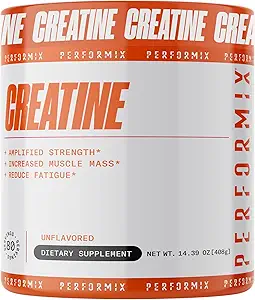 PERFORMIX - Creatine Monohydrate - 5000 mg Per Serving (5g) - Pre Workout - Increase Muscle Mass, Improve Strength & Reduce Fatigue - Creatine Monohydrate Powder - Unflavored - 80 Servings - 400g