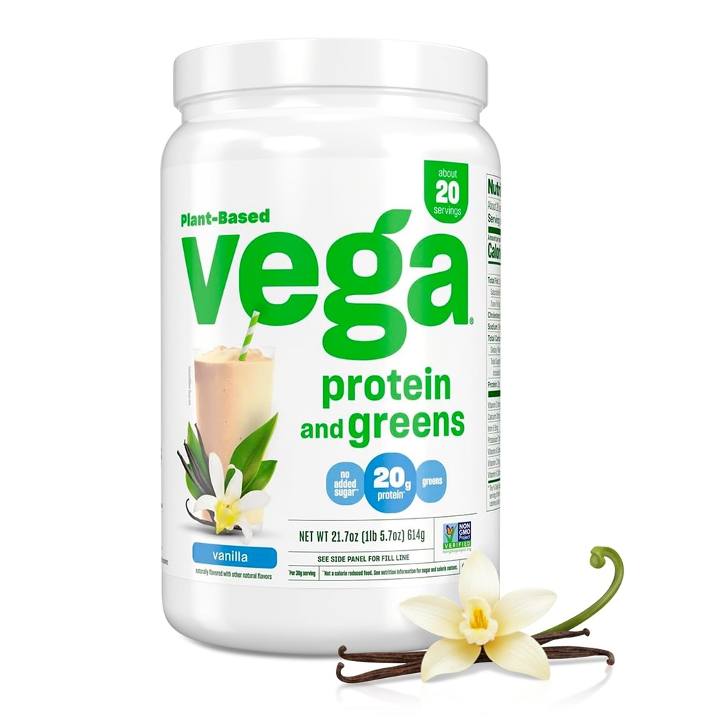 Vega Protein and Greens Protein Powder, Vanilla - 20g Plant Based Protein Plus Veggies, Vegan, Non GMO, Pea Protein for Women and Men, 21,7 Ουγγιά (Packaging May Vary)