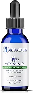 NANO VITAMIN D3 Nanosized liquid drops, RAPID ABSORPTION, 5000 IU potent formulation, Strengthens bone & muscle, supports healthy heart. 30 ml bottle, 1 month supply.