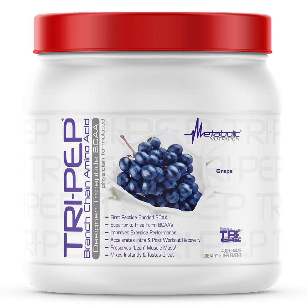 Μεταβολική Διατροφή - TRIPEP - Tri-Peptide αλυσίδα κλάδου Amino Acid, BCAA σκόνη, Pre Intra Post συμπλήρωμα προπόνησης, Σταφύλι, 400 γραμμάρια (40 υπηρεσίες)