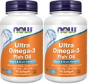 NOW Supplements, Ultra Omega-3 Molecularly Distilled and Enteric Coated, 90 Softgels (Pack of 2)