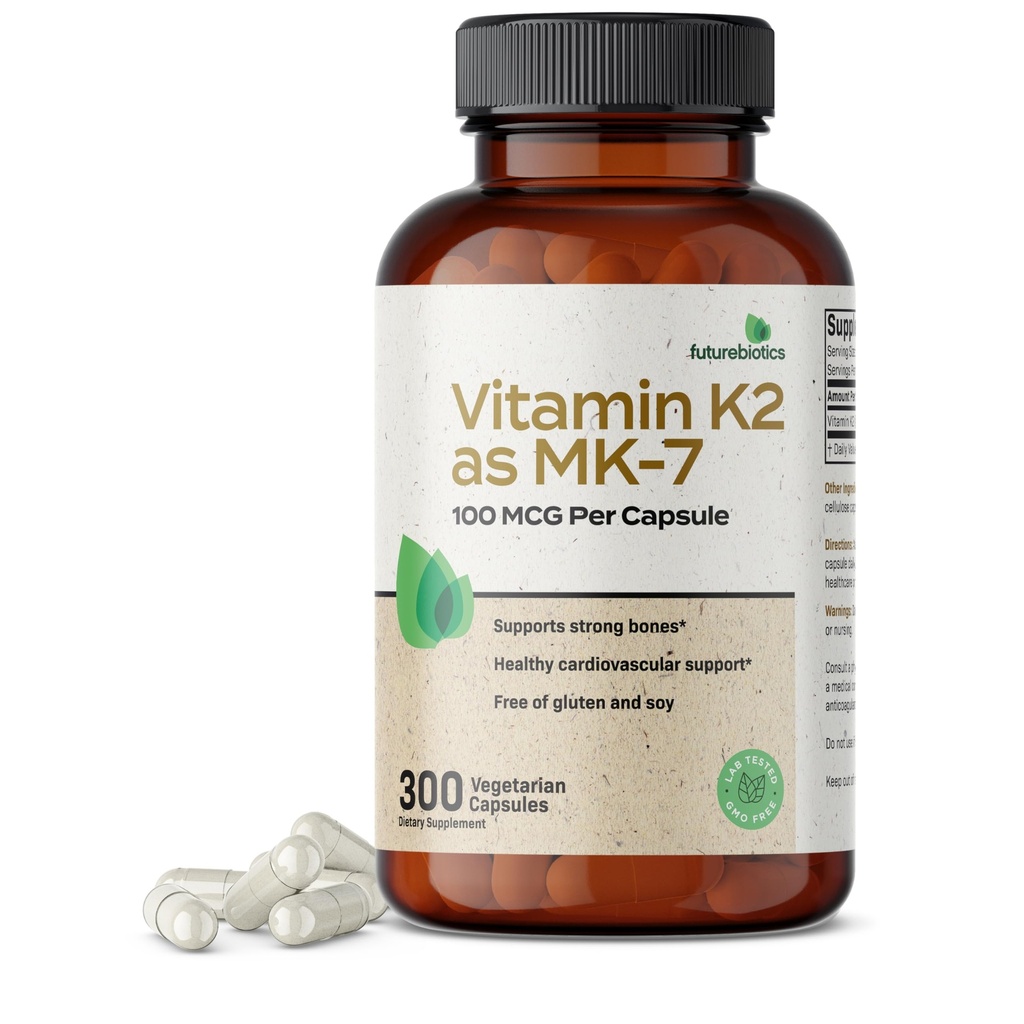 Μελλοντικά αντιβιοτικά Βιταμίνη K2 ως MK-7 100 mcg, Υποστηρίζει ισχυρά οστά-μη ΓΤΟ, 300 κάψουλες χορτοφάγων