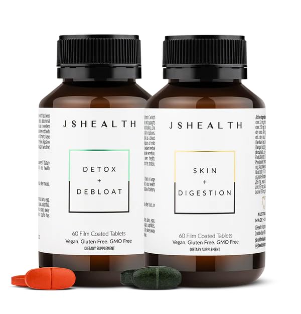 JSHealth Vitamins Digestion Support Bundle - Περιλαμβάνει Detox + Debloat Liver Health Formula & Skin + Digestion Συμπληρώματα