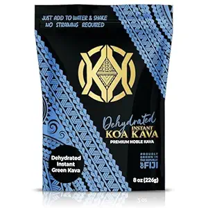 Koa Kava Αφυδατωμένο Instant Kava - 100% Αφυδατωμένο Instant Green Φίτζι Kava Root Powder, 8 oz (226g) Τσάντα