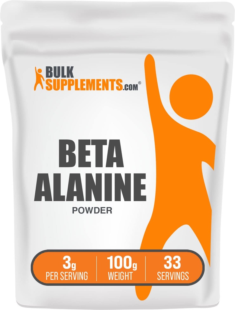 BulkSupplies.com Beta Alanine Powder - Beta-Alanine Supplement, Pre-Workout Supplement - Χωρίς γεύση και γλουτένη, 3g ανά Σερβίρισμα, 100g (3.5 oz) (Pack of 1)