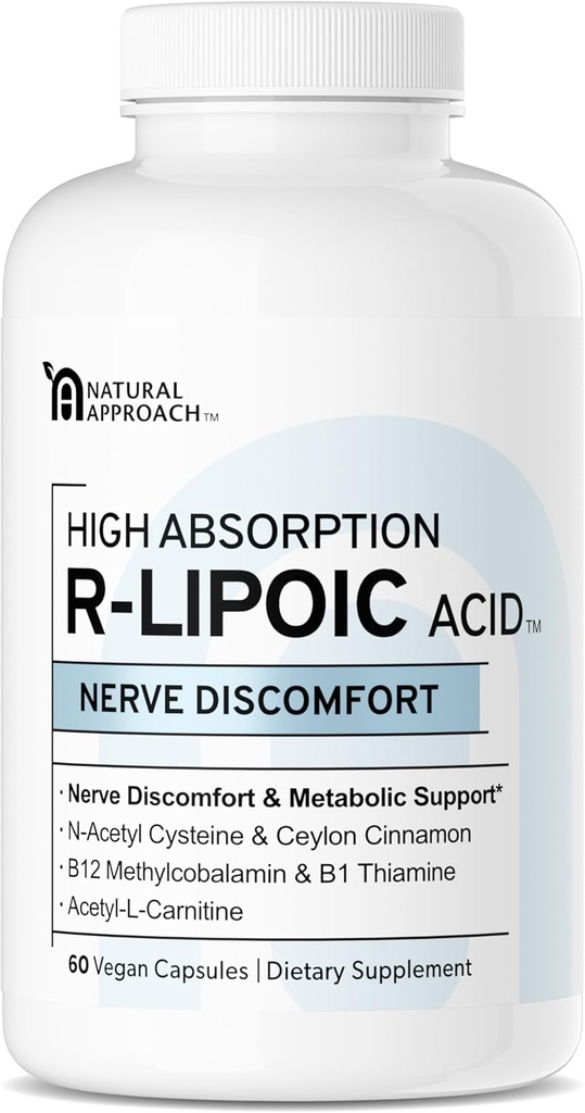 HIGH ABSORPION R-LIPOIC Acid - Υποστηρίζει Nerve Health - Tingling δάχτυλα, χέρια, δάχτυλα & πόδια - Υποστηρίζει υγιή γήρανση, καρδιοαγγειακή υγεία & γενική ευεξία* - 60 Vegan κάψουλες